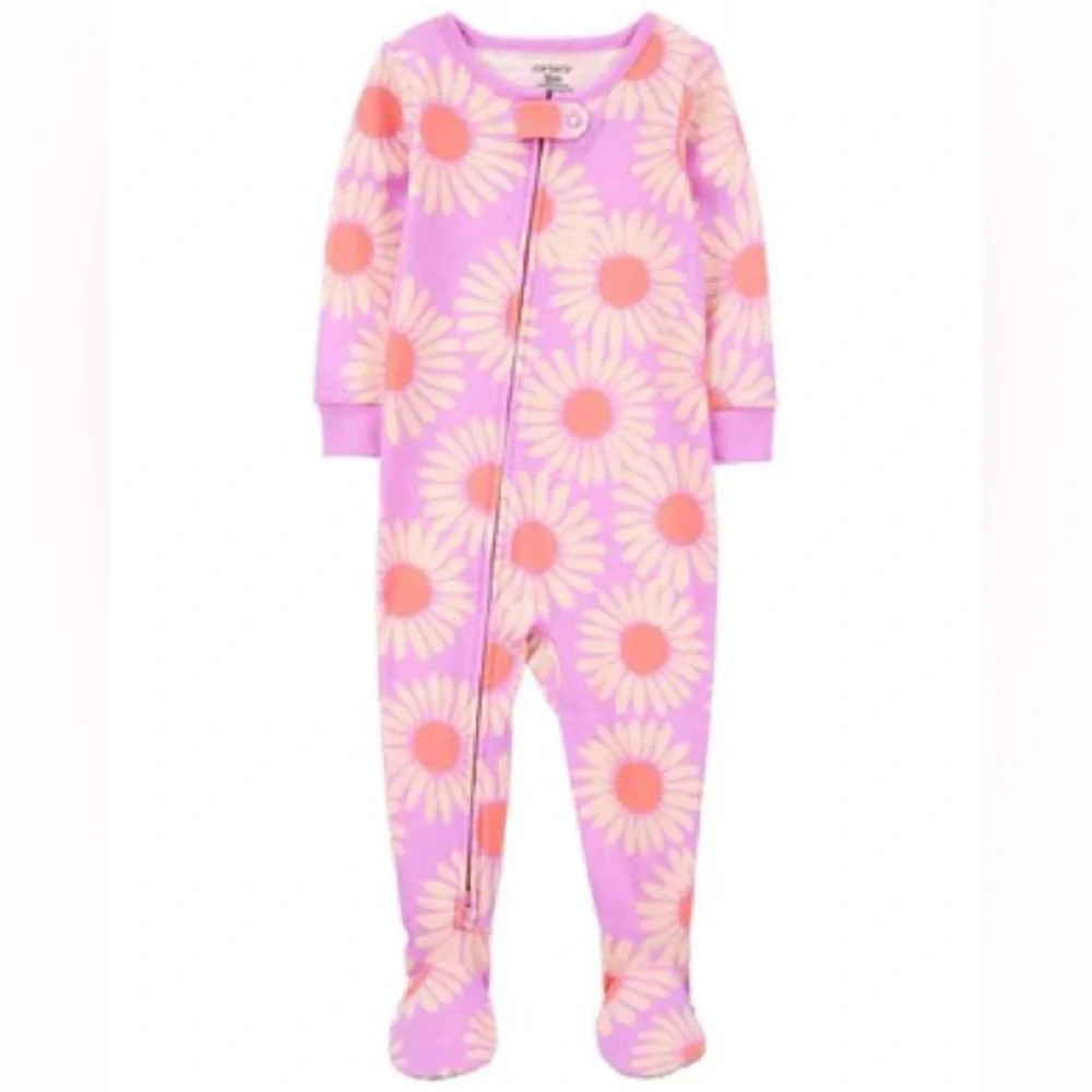 NWT Carter's One Piece Sunflower 100% Snug Fit Cotton Footie Pajamas Purple 24M